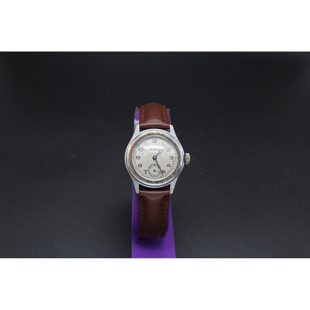 Vintage Gotham Swiss Manual Wind Watch 31mm Small Seconds Serviced Leather